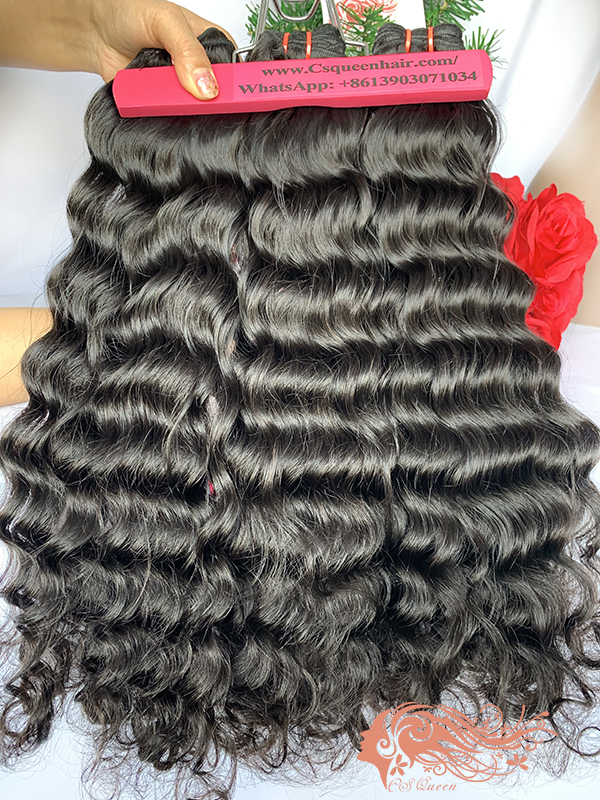 Csqueen Raw Mermaid Wave 3 Bundles with 4 * 4 Transparent lace Closure Unprocessed hair - Click Image to Close